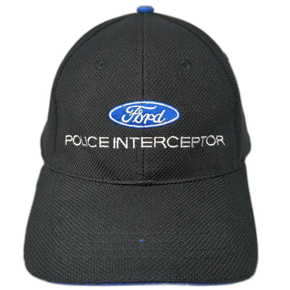 Ford Baseball Cap Black One Size Police Interceptor Hat American Flag Blue Strap
